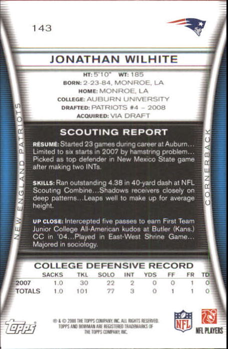 A5003- 2008 Bowman Football Card #s 1-250 +Rookies -You Pick- 15+ FREE US SHIP - Picture 273 of 479