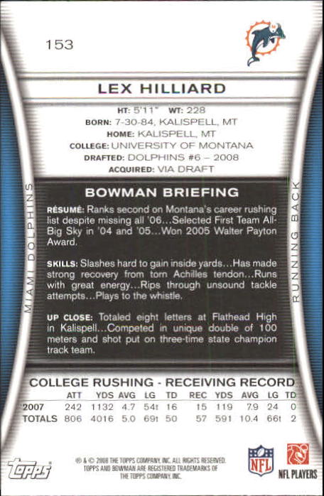 A5003- 2008 Bowman Football Card #s 1-250 +Rookies -You Pick- 15+ FREE US SHIP - Picture 293 of 479