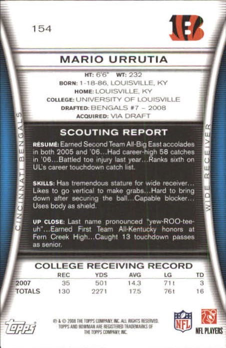 A5003- 2008 Bowman Football Card #s 1-250 +Rookies -You Pick- 15+ FREE US SHIP - Picture 295 of 479