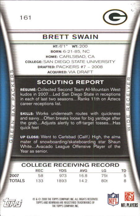 A5003- 2008 Bowman Football Card #s 1-250 +Rookies -You Pick- 15+ FREE US SHIP - Picture 307 of 479