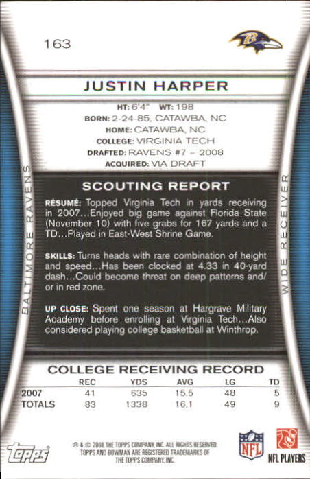 A5003- 2008 Bowman Football Card #s 1-250 +Rookies -You Pick- 15+ FREE US SHIP - Picture 309 of 479