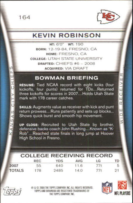 A5003- 2008 Bowman Football Card #s 1-250 +Rookies -You Pick- 15+ FREE US SHIP - Picture 311 of 479