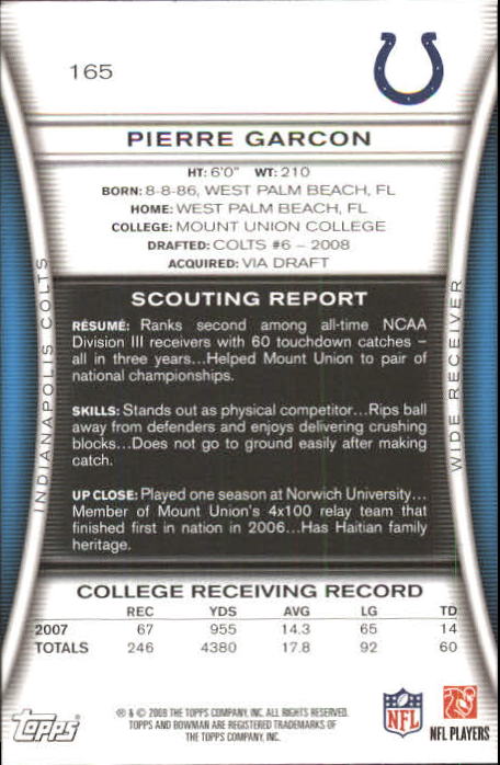 A5003- 2008 Bowman Football Card #s 1-250 +Rookies -You Pick- 15+ FREE US SHIP - Picture 313 of 479