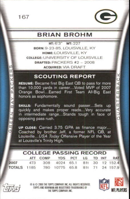 A5003- 2008 Bowman Football Card #s 1-250 +Rookies -You Pick- 15+ FREE US SHIP - Picture 315 of 479