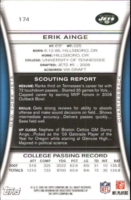 A5003- 2008 Bowman Football Card #s 1-250 +Rookies -You Pick- 15+ FREE US SHIP - Picture 329 of 479