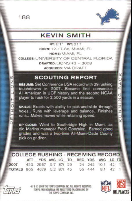 A5003- 2008 Bowman Football Card #s 1-250 +Rookies -You Pick- 15+ FREE US SHIP - Picture 357 of 479