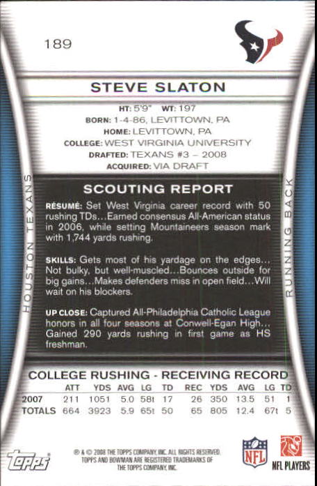 A5003- 2008 Bowman Football Card #s 1-250 +Rookies -You Pick- 15+ FREE US SHIP - Picture 359 of 479