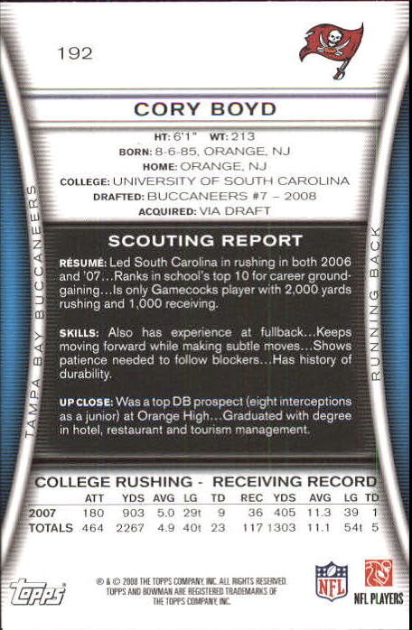 A5003- 2008 Bowman Football Card #s 1-250 +Rookies -You Pick- 15+ FREE US SHIP - Picture 365 of 479
