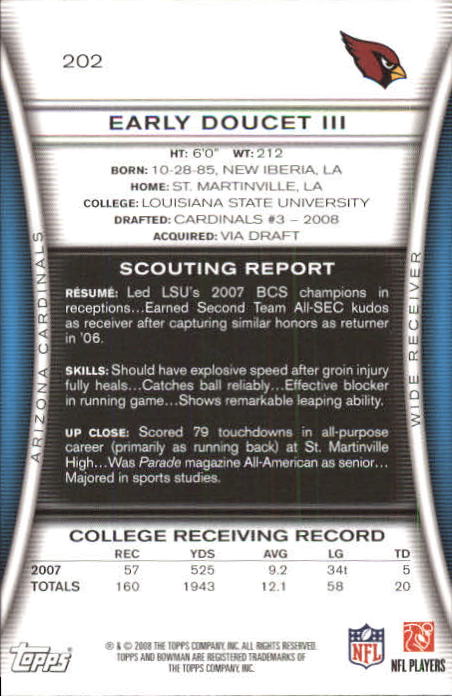 A5003- 2008 Bowman Football Card #s 1-250 +Rookies -You Pick- 15+ FREE US SHIP - Picture 385 of 479