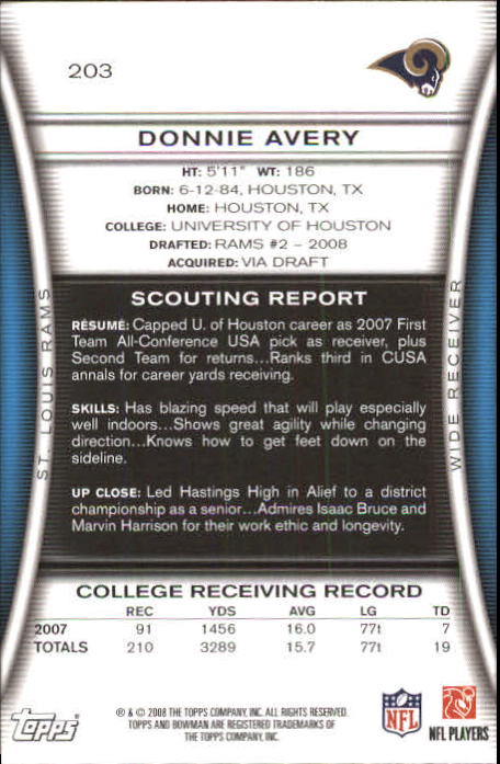 A5003- 2008 Bowman Football Card #s 1-250 +Rookies -You Pick- 15+ FREE US SHIP - Picture 387 of 479
