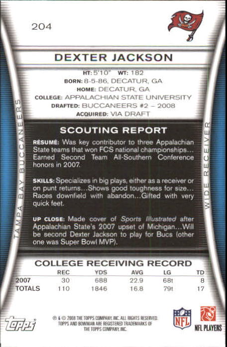 A5003- 2008 Bowman Football Card #s 1-250 +Rookies -You Pick- 15+ FREE US SHIP - Picture 389 of 479