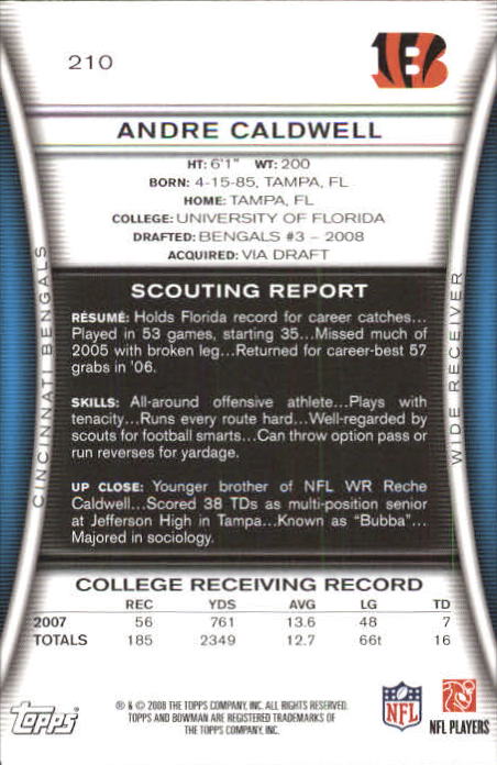 A5003- 2008 Bowman Football Card #s 1-250 +Rookies -You Pick- 15+ FREE US SHIP - Picture 401 of 479