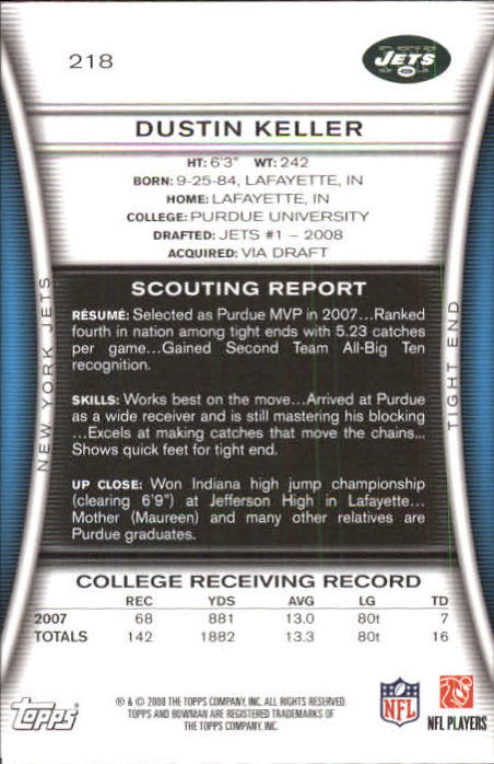 A5003- 2008 Bowman Football Card #s 1-250 +Rookies -You Pick- 15+ FREE US SHIP - Picture 415 of 479