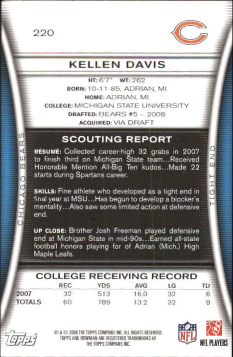 A5003- 2008 Bowman Football Card #s 1-250 +Rookies -You Pick- 15+ FREE US SHIP - Picture 419 of 479
