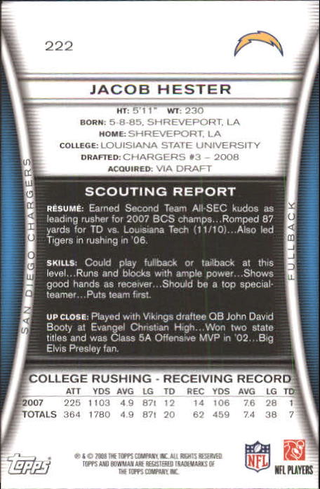 A5003- 2008 Bowman Football Card #s 1-250 +Rookies -You Pick- 15+ FREE US SHIP - Picture 423 of 479