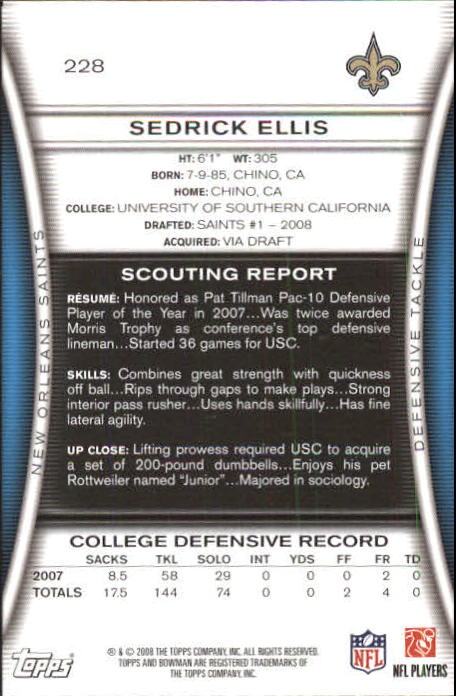 A5003- 2008 Bowman Football Card #s 1-250 +Rookies -You Pick- 15+ FREE US SHIP - Picture 435 of 479