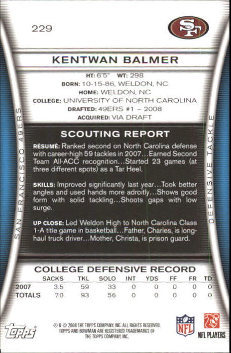 A5003- 2008 Bowman Football Card #s 1-250 +Rookies -You Pick- 15+ FREE US SHIP - Picture 437 of 479