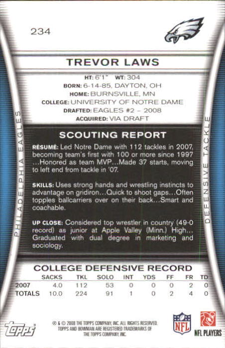 A5003- 2008 Bowman Football Card #s 1-250 +Rookies -You Pick- 15+ FREE US SHIP - Picture 447 of 479