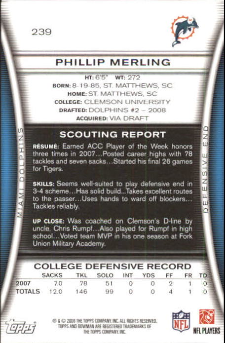 A5003- 2008 Bowman Football Card #s 1-250 +Rookies -You Pick- 15+ FREE US SHIP - Picture 457 of 479