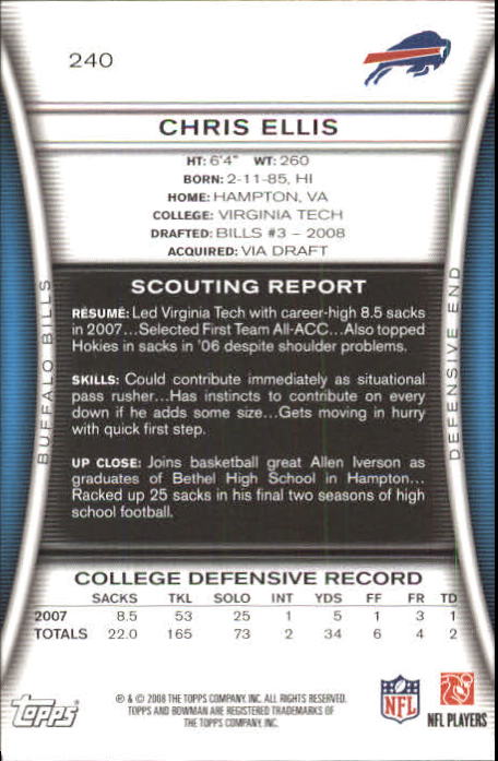 A5003- 2008 Bowman Football Card #s 1-250 +Rookies -You Pick- 15+ FREE US SHIP - Picture 459 of 479