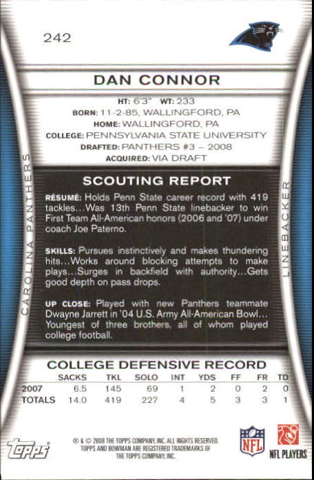 A5003- 2008 Bowman Football Card #s 1-250 +Rookies -You Pick- 15+ FREE US SHIP - Picture 463 of 479