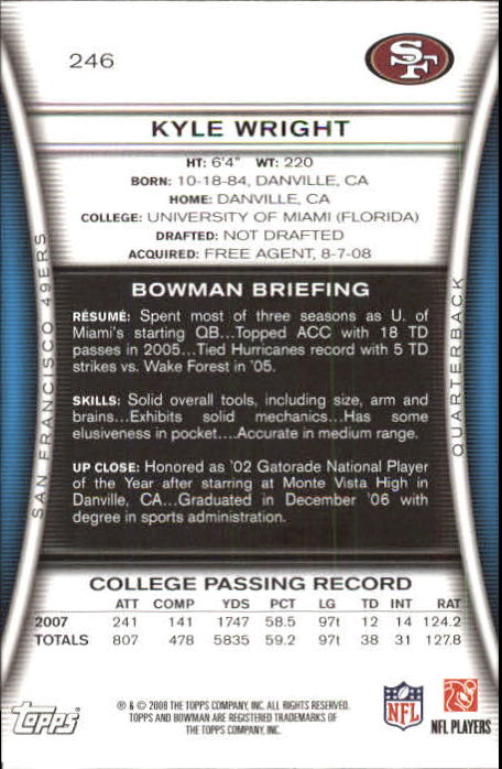 A5003- 2008 Bowman Football Card #s 1-250 +Rookies -You Pick- 15+ FREE US SHIP - Picture 471 of 479