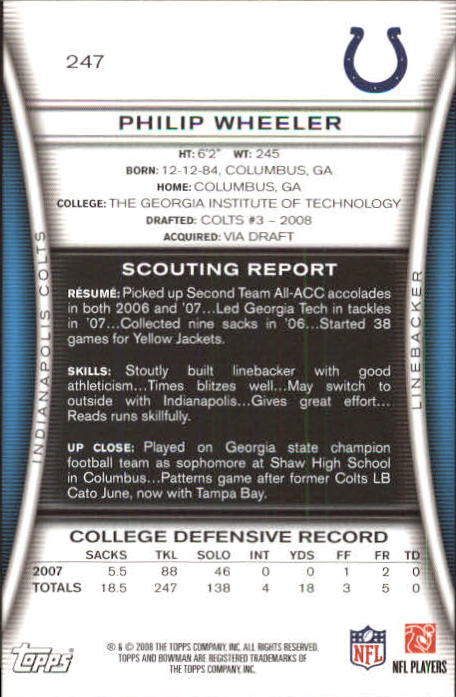 A5003- 2008 Bowman Football Card #s 1-250 +Rookies -You Pick- 15+ FREE US SHIP - Picture 473 of 479