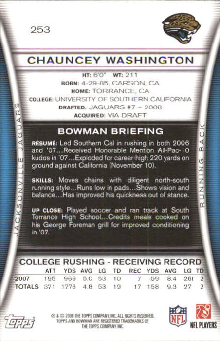 A5003- 2008 Bowman Football Cards 251-275 +Inserts -You Pick- 15+ FREE US SHIP - Picture 7 of 374