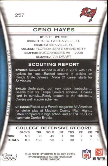 A5003- 2008 Bowman Football Cards 251-275 +Inserts -You Pick- 15+ FREE US SHIP - Picture 15 of 374