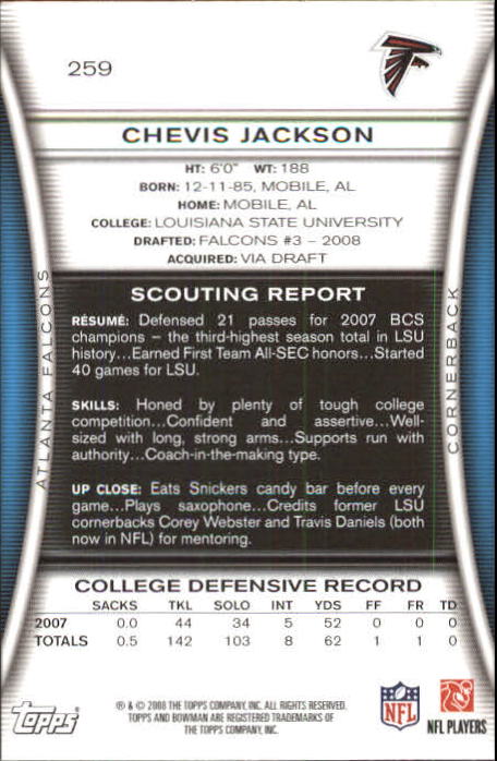 A5003- 2008 Bowman Football Cards 251-275 +Inserts -You Pick- 15+ FREE US SHIP - Picture 19 of 374