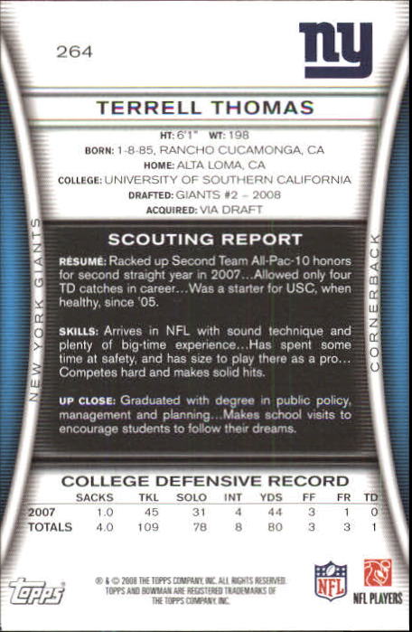 A5003- 2008 Bowman Football Cards 251-275 +Inserts -You Pick- 15+ FREE US SHIP - Picture 29 of 374
