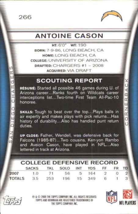 A5003- 2008 Bowman Football Cards 251-275 +Inserts -You Pick- 15+ FREE US SHIP - Picture 33 of 374