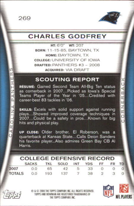 A5003- 2008 Bowman Football Cards 251-275 +Inserts -You Pick- 15+ FREE US SHIP - Picture 39 of 374