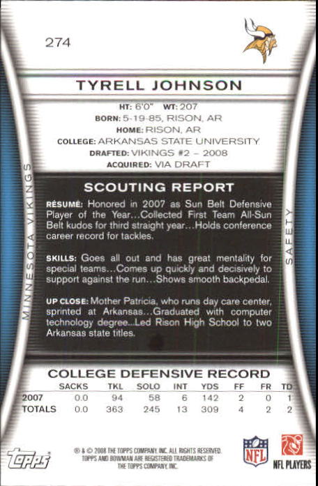 A5003- 2008 Bowman Football Cards 251-275 +Inserts -You Pick- 15+ FREE US SHIP - Picture 49 of 374