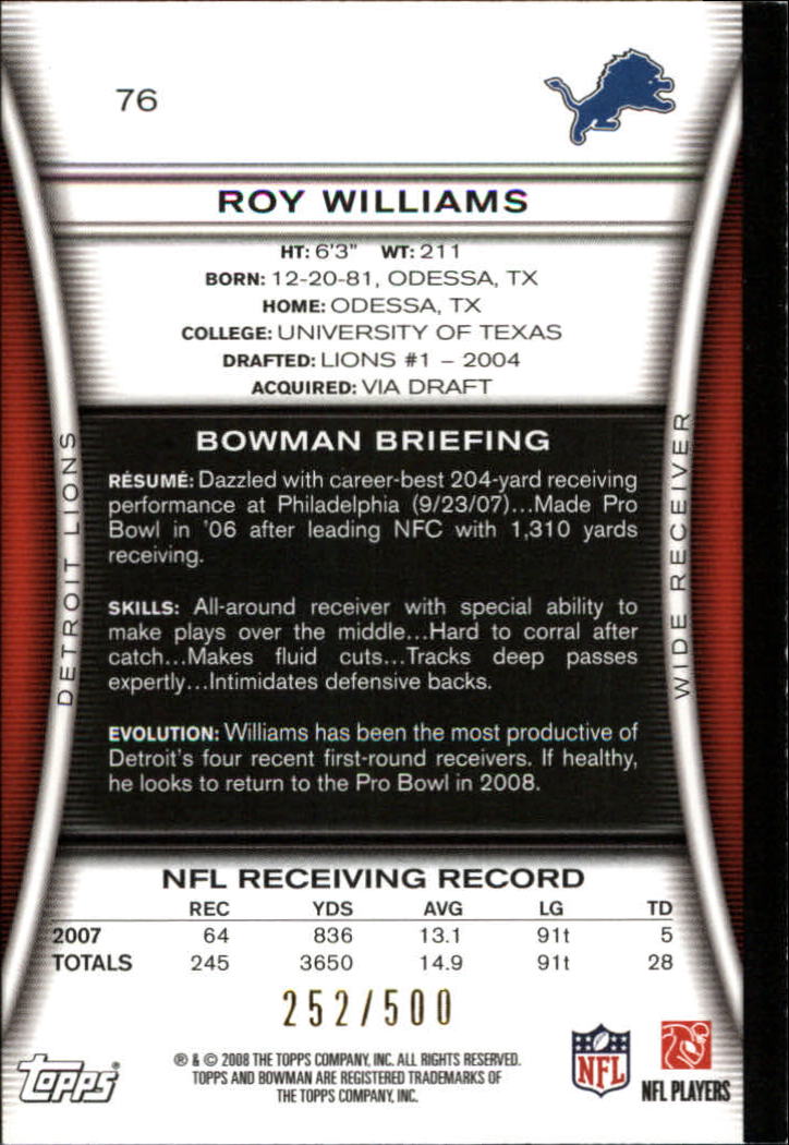 A5003- 2008 Bowman Football Cards 251-275 +Inserts -You Pick- 15+ FREE US SHIP - Picture 53 of 374