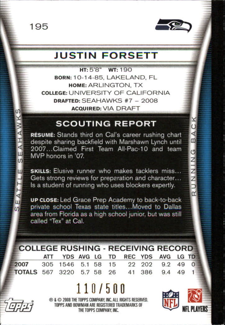 A5003- 2008 Bowman Football Cards 251-275 +Inserts -You Pick- 15+ FREE US SHIP - Picture 63 of 374