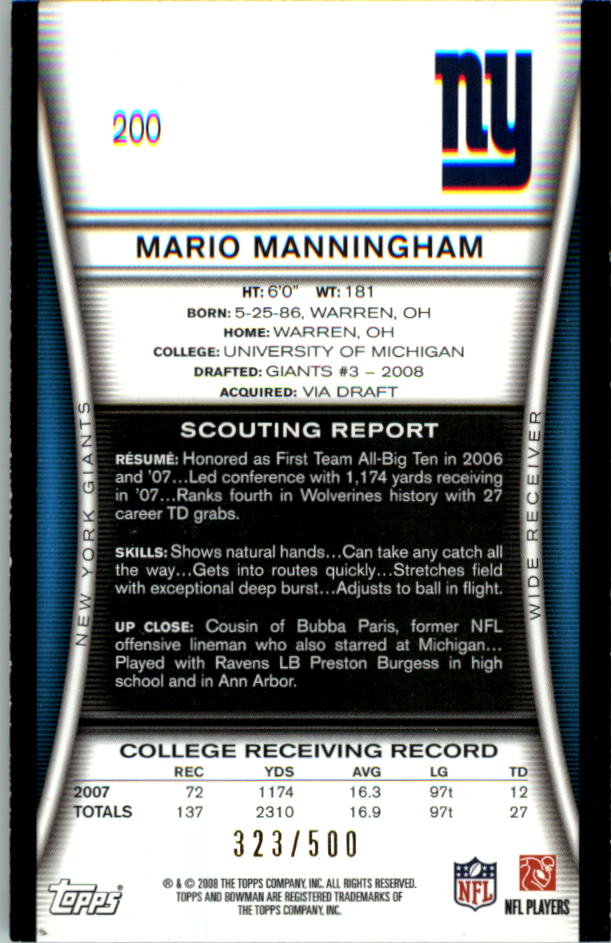 A5003- 2008 Bowman Football Cards 251-275 +Inserts -You Pick- 15+ FREE US SHIP - Picture 65 of 374