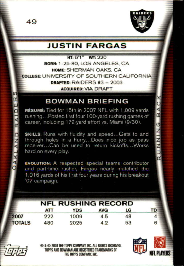 A5003- 2008 Bowman Football Cards 251-275 +Inserts -You Pick- 15+ FREE US SHIP - Picture 141 of 374