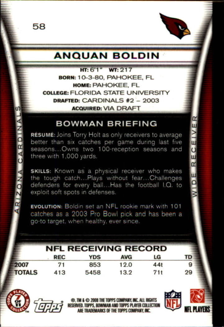 A5003- 2008 Bowman Football Cards 251-275 +Inserts -You Pick- 15+ FREE US SHIP - Picture 158 of 374