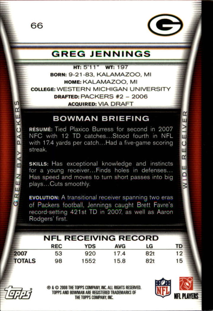 A5003- 2008 Bowman Football Cards 251-275 +Inserts -You Pick- 15+ FREE US SHIP - Picture 170 of 374
