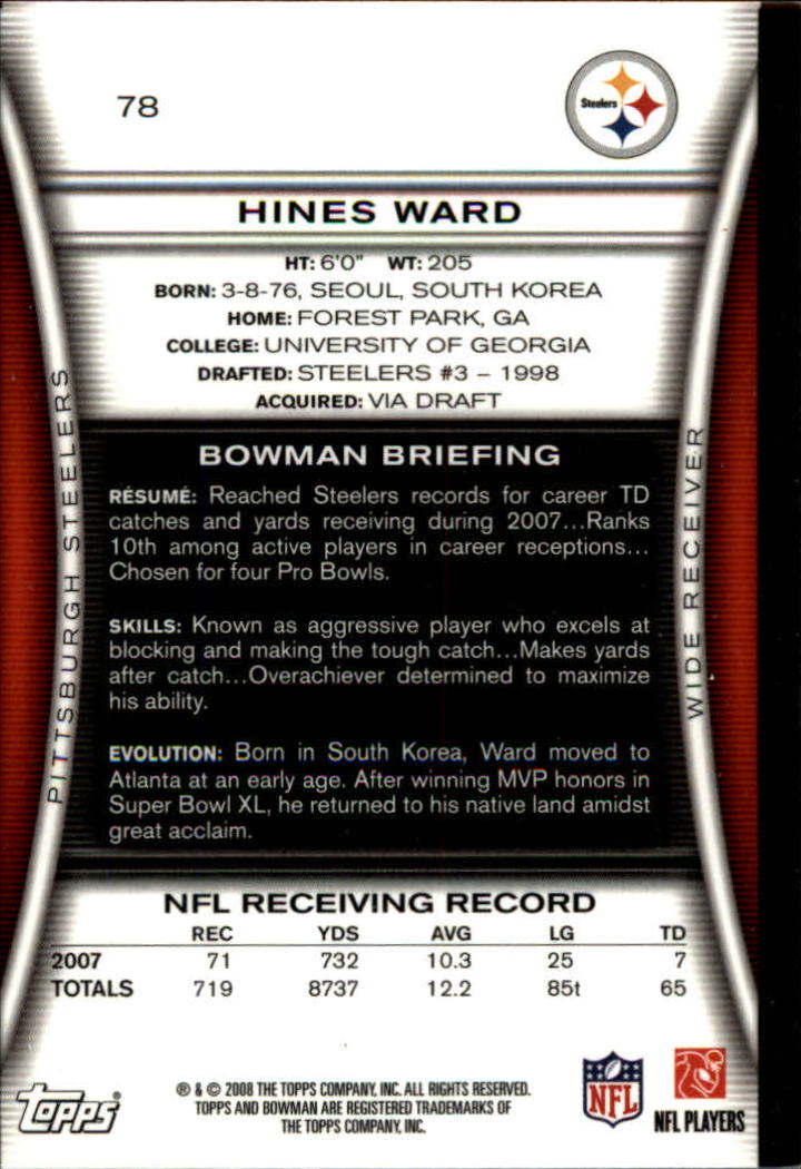 A5003- 2008 Bowman Football Cards 251-275 +Inserts -You Pick- 15+ FREE US SHIP - Picture 184 of 374