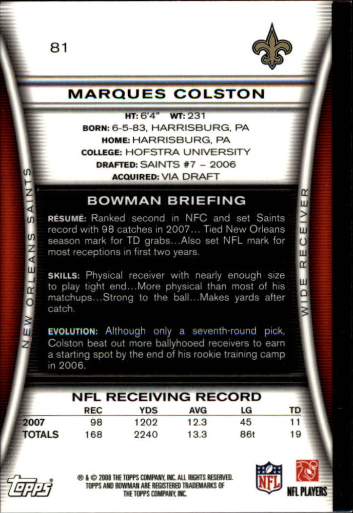 A5003- 2008 Bowman Football Cards 251-275 +Inserts -You Pick- 15+ FREE US SHIP - Picture 189 of 374