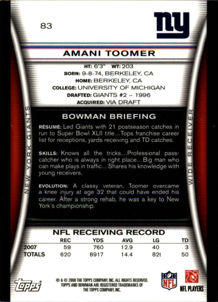 A5003- 2008 Bowman Football Cards 251-275 +Inserts -You Pick- 15+ FREE US SHIP - Picture 191 of 374