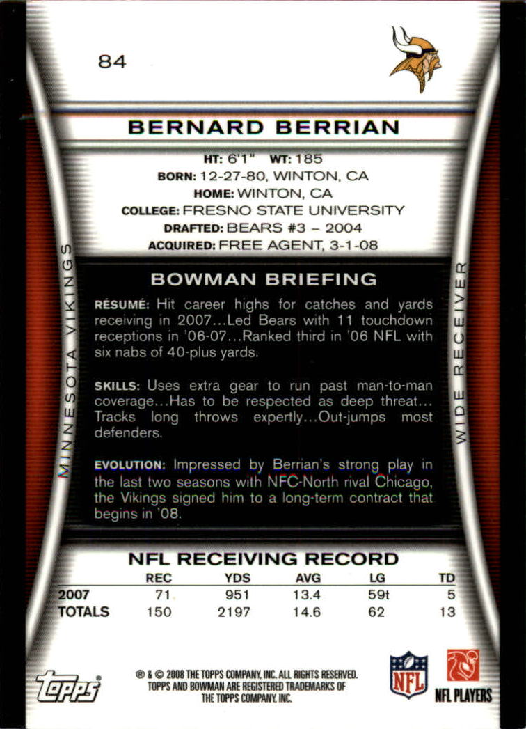 A5003- 2008 Bowman Football Cards 251-275 +Inserts -You Pick- 15+ FREE US SHIP - Picture 193 of 374