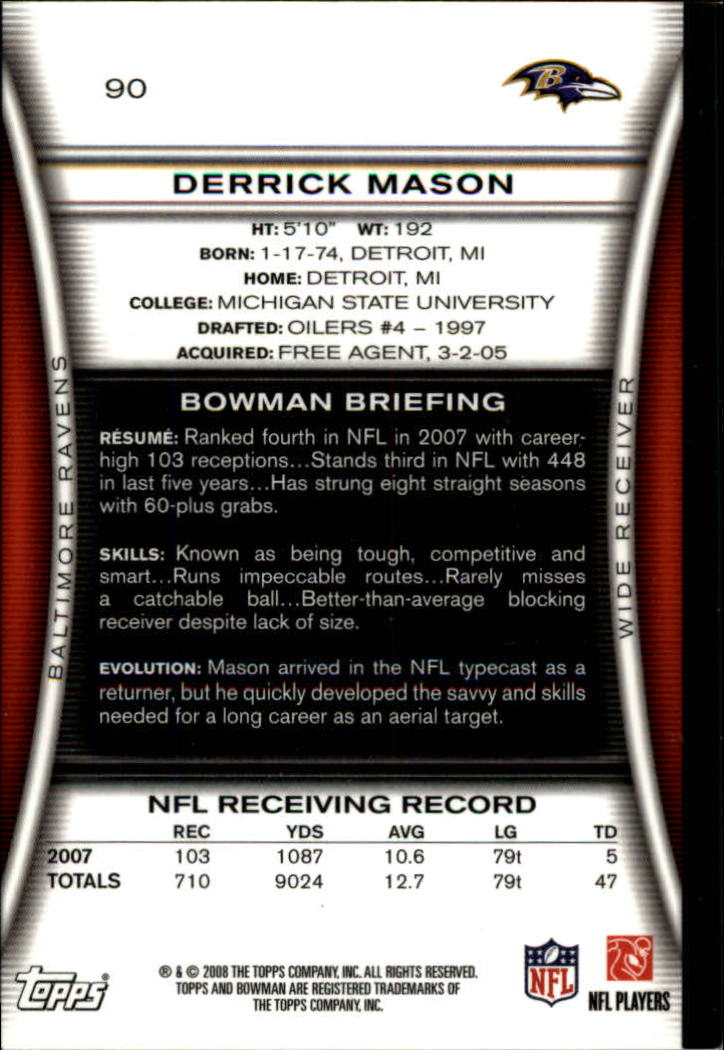 A5003- 2008 Bowman Football Cards 251-275 +Inserts -You Pick- 15+ FREE US SHIP - Picture 201 of 374