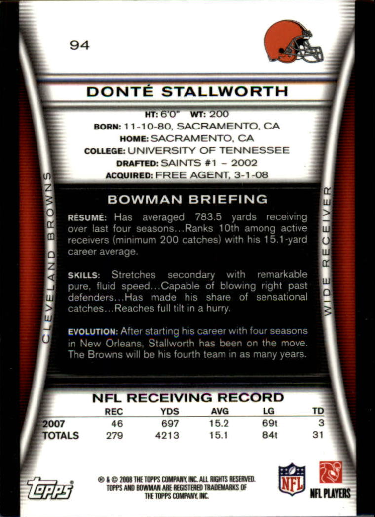 A5003- 2008 Bowman Football Cards 251-275 +Inserts -You Pick- 15+ FREE US SHIP - Picture 207 of 374