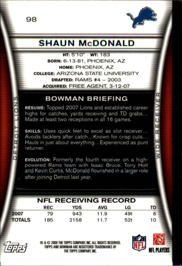 A5003- 2008 Bowman Football Cards 251-275 +Inserts -You Pick- 15+ FREE US SHIP - Picture 215 of 374