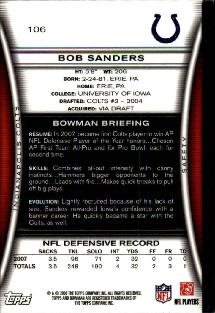 A5003- 2008 Bowman Football Cards 251-275 +Inserts -You Pick- 15+ FREE US SHIP - Picture 219 of 374