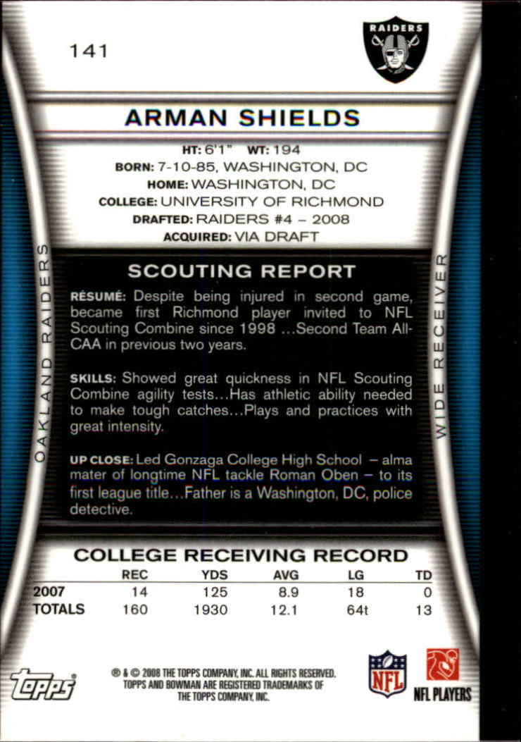 A5003- 2008 Bowman Football Cards 251-275 +Inserts -You Pick- 15+ FREE US SHIP - Picture 241 of 374