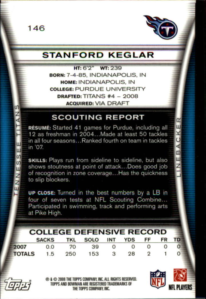 A5003- 2008 Bowman Football Cards 251-275 +Inserts -You Pick- 15+ FREE US SHIP - Picture 247 of 374